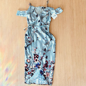 MISSGUIDED Frill Floral Midi Dress